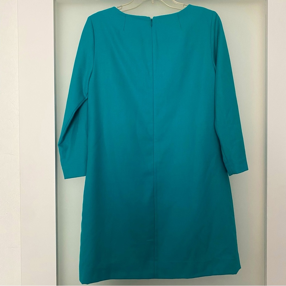 J. Crew teal shift dress career has pockets 3/4 sleeve size 4 - Picture 8 of 9